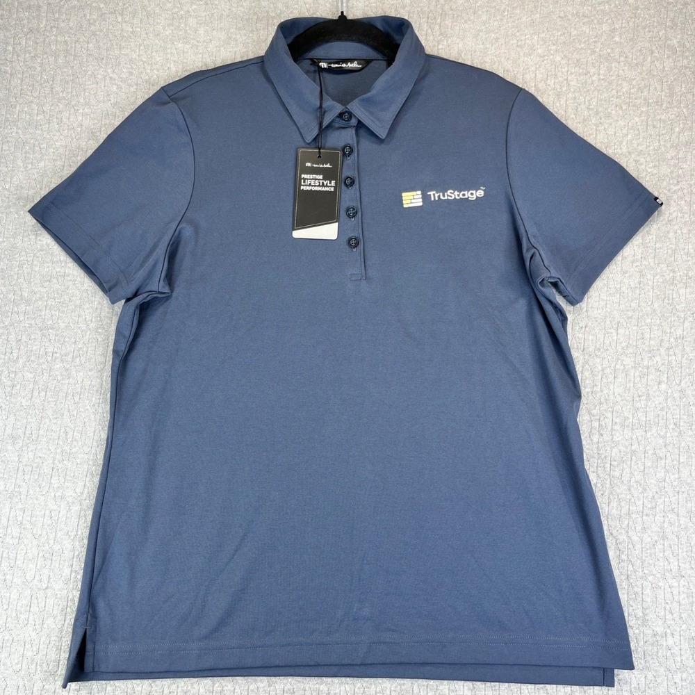 New Travis Mathew Oceanside Solid Polo Shirt Women XL Blue Nights TruStage Logo